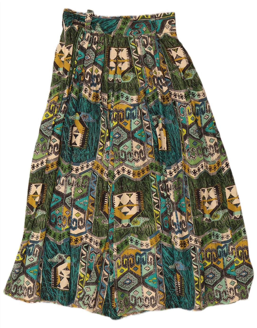 VINTAGE Pantalones Harem de Mujer W28 L22 Viscosa Geométrica Verde