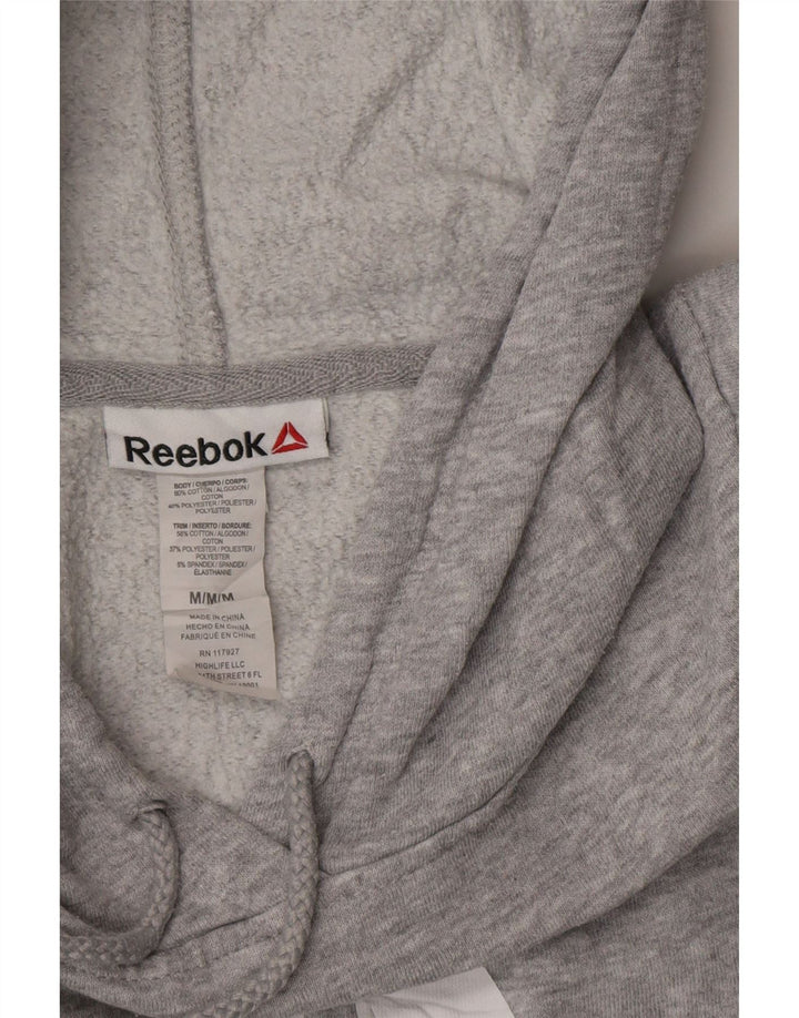 REEBOK Jersey con capucha gráfica para mujer Reino Unido 14 Algodón moteado gris medio