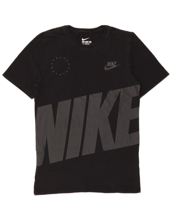 Nike Camiseta gráfica de corte atlético para hombre, talla pequeña, algodón negro