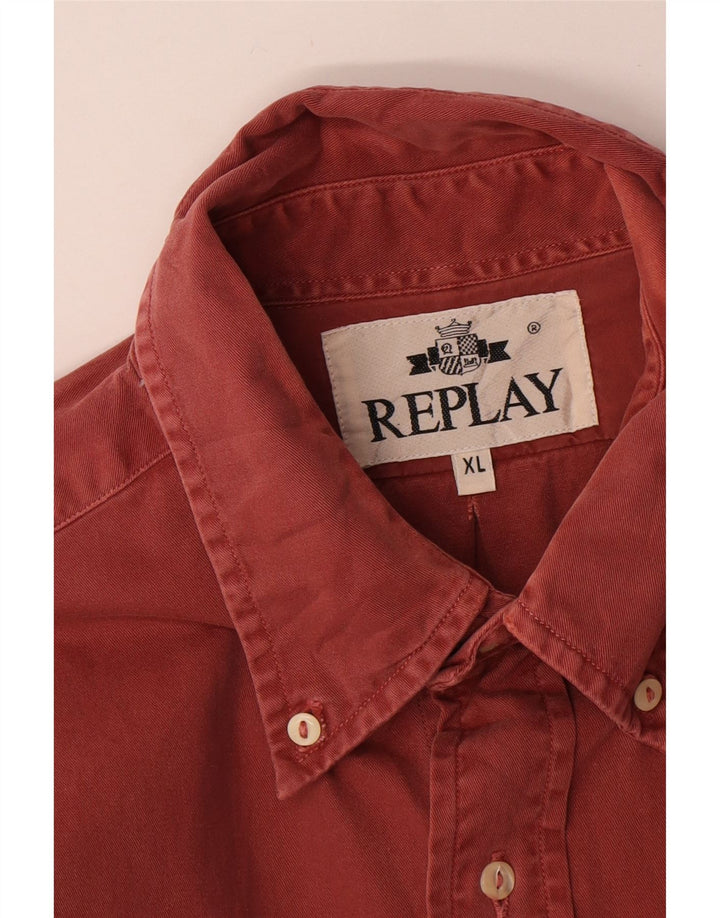 REPLAY Camisa Hombre XL Algodón Rojo