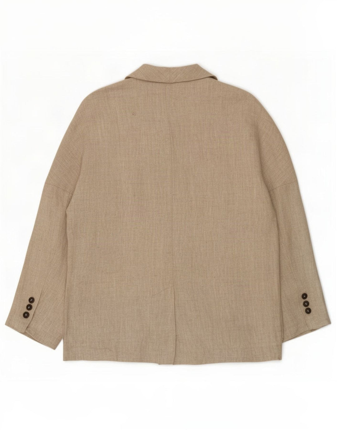 Zara Chaqueta Blazer De Doble Botonadura para Mujer Reino Unido 46 Grande Lino Beige