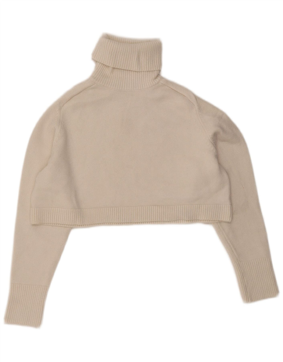 Zara Mujer Crop Oversize Roll Neck Jumper Sweater UK 10 Small Blanco