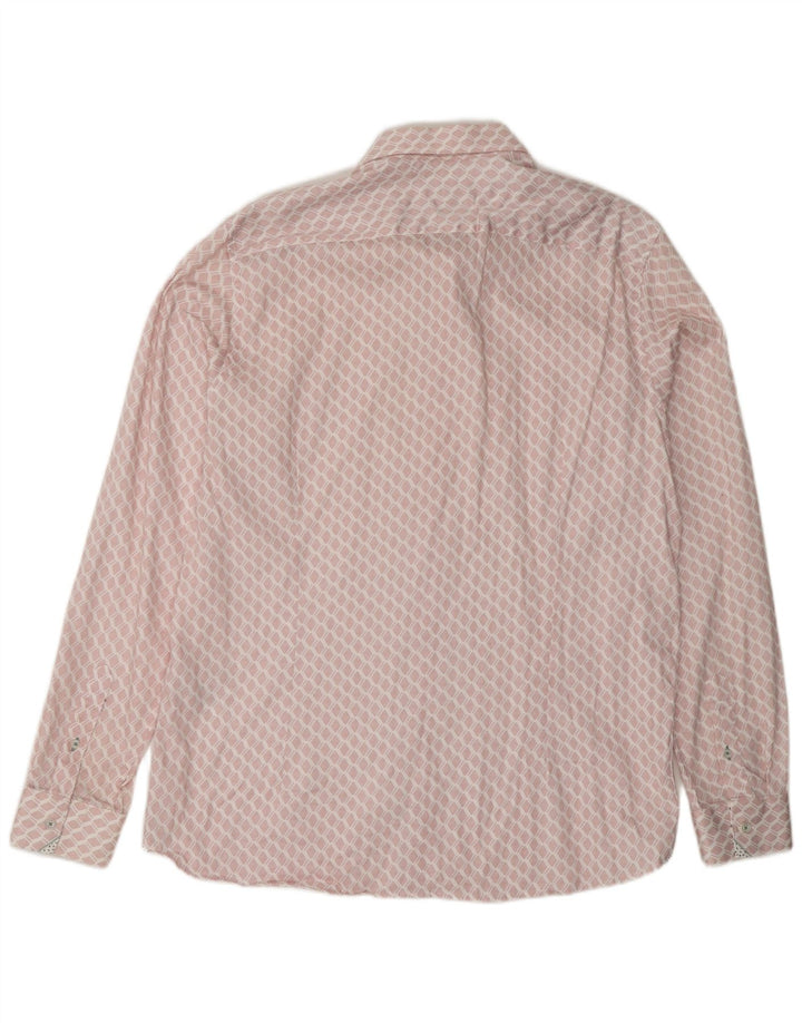 TED BAKER Camisa para hombre Talla 6 2XL Algodón geométrico rosa