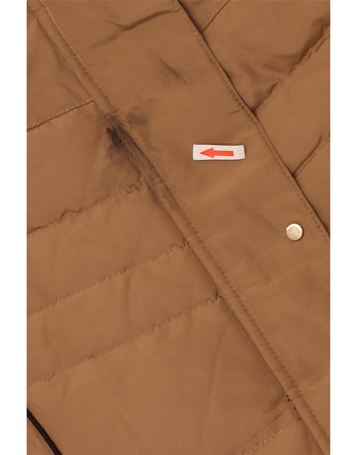 Zara Mujer Chaqueta Acolchada Con Capucha UK 44 Grande Poliéster Marrón