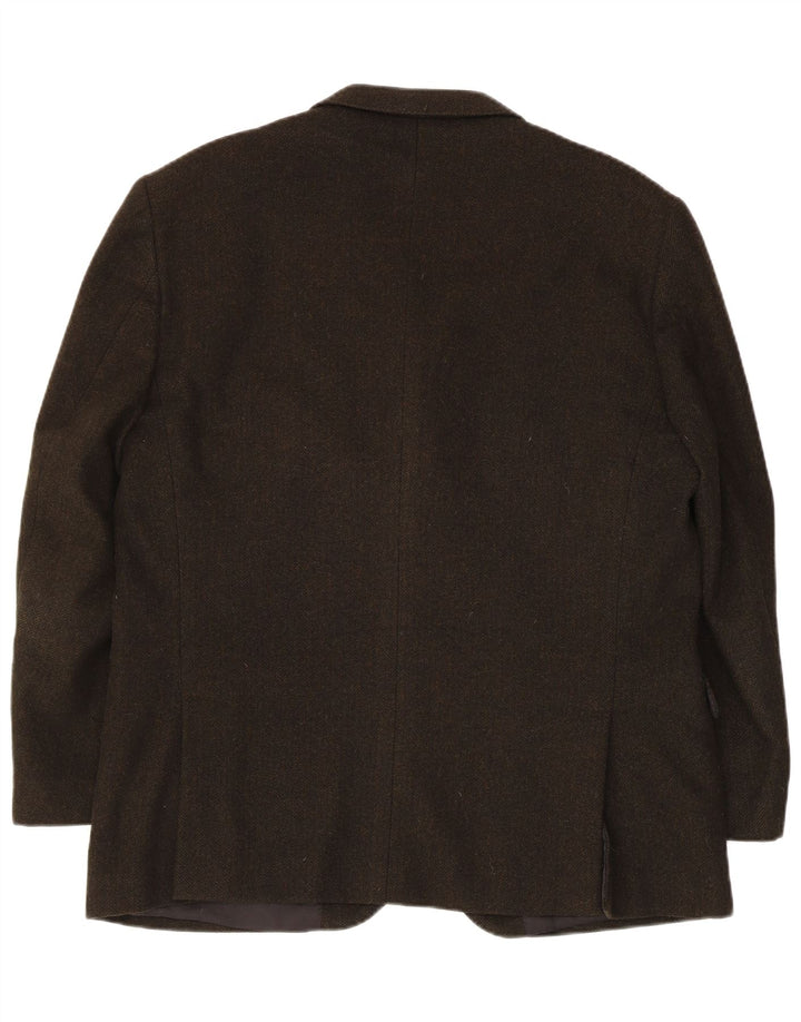 Vintage hombres 3 botones chaqueta blazer IT 54 2XL caqui espiga cachemira