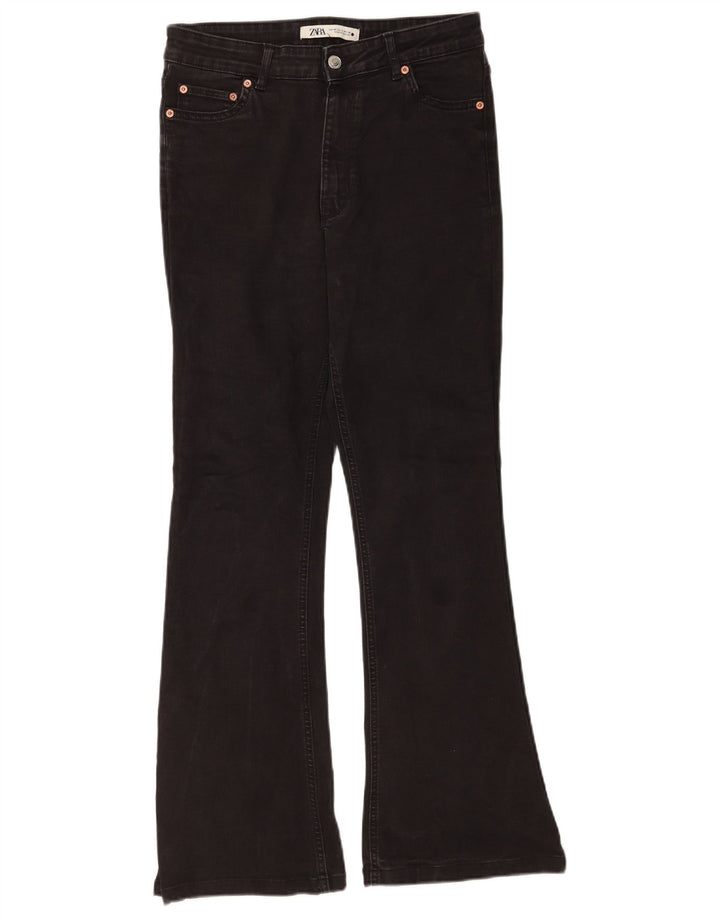 Jeans acampanados para mujer Zara EU 40 Talle Medio W30 L30 Negro Algodón