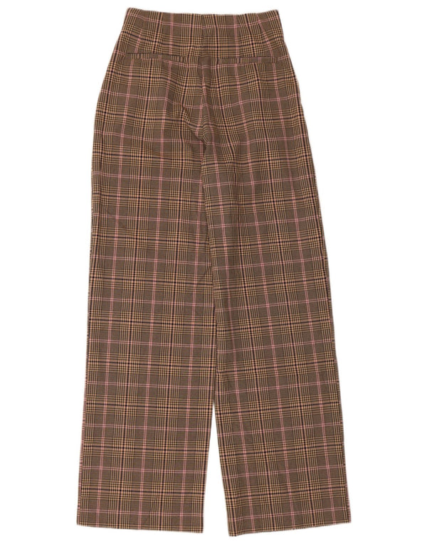 Zara Mujer Pantalón Casual Pegged XS W24 L30 Beige Cuadros Poliéster