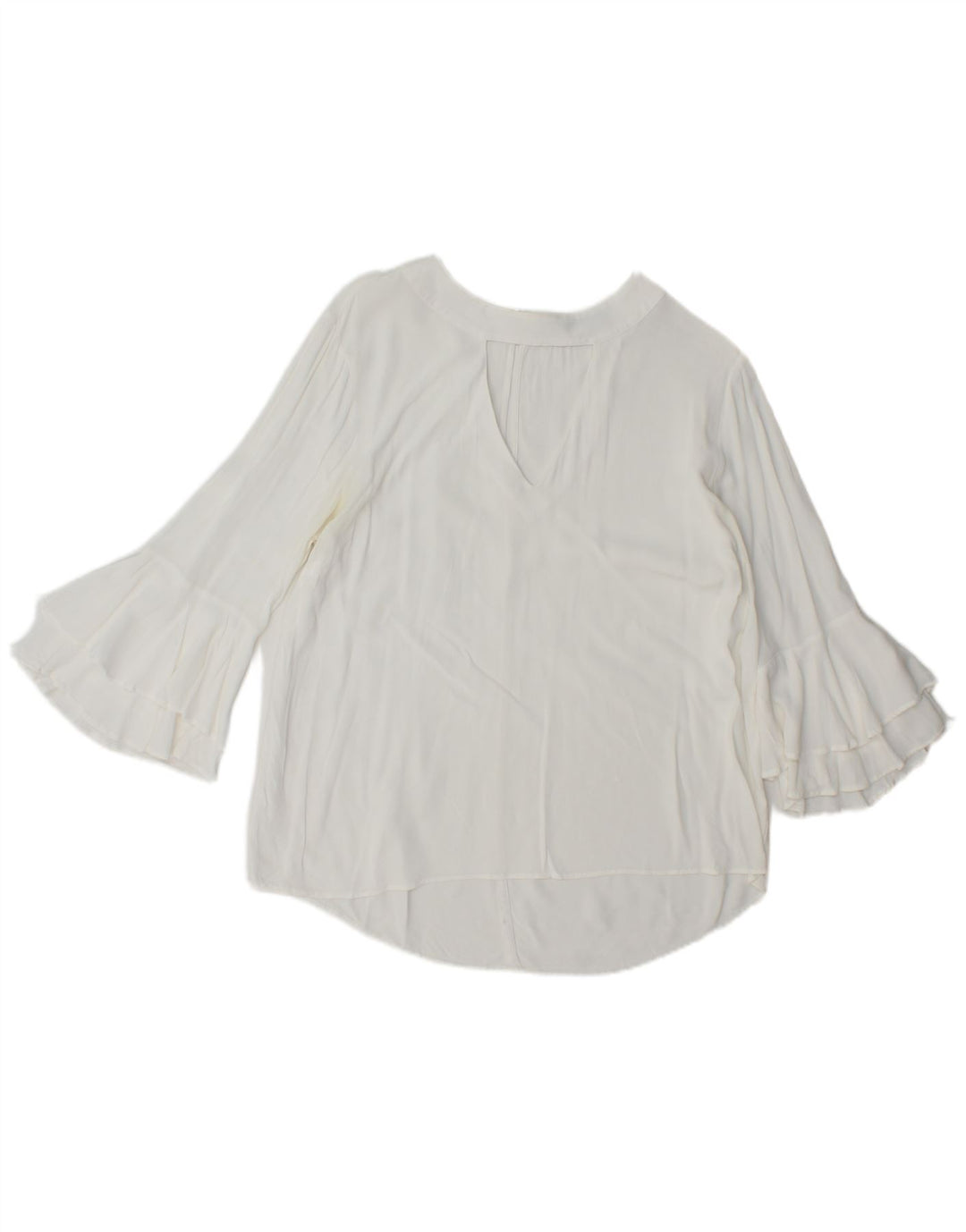 Zara Mujer Blusa Manga 3/4 Top UK 46 Grande Blanco