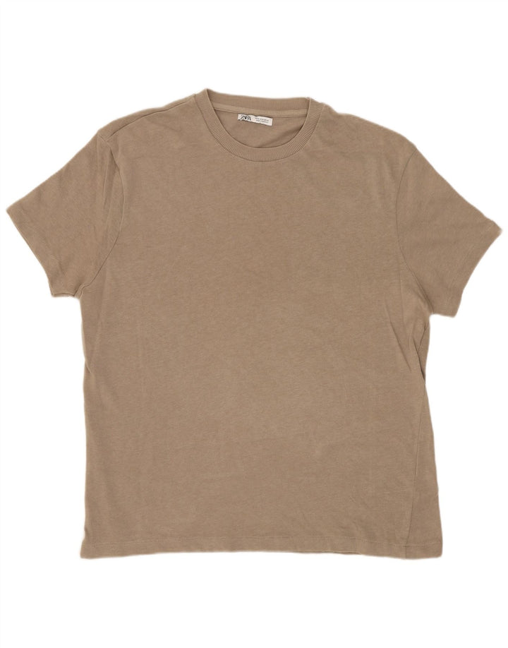 Zara Hombre Camiseta Top Gris Medio
