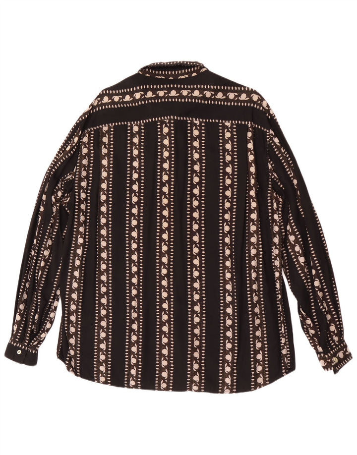 Camisa Vintage Hombre XL Negro Floral