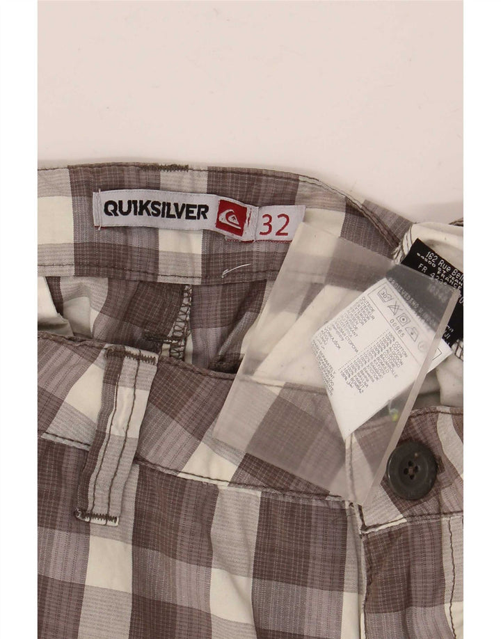 Pantalones cortos tipo cargo Quiksilver para hombre W32 Algodón a cuadros marrón medio