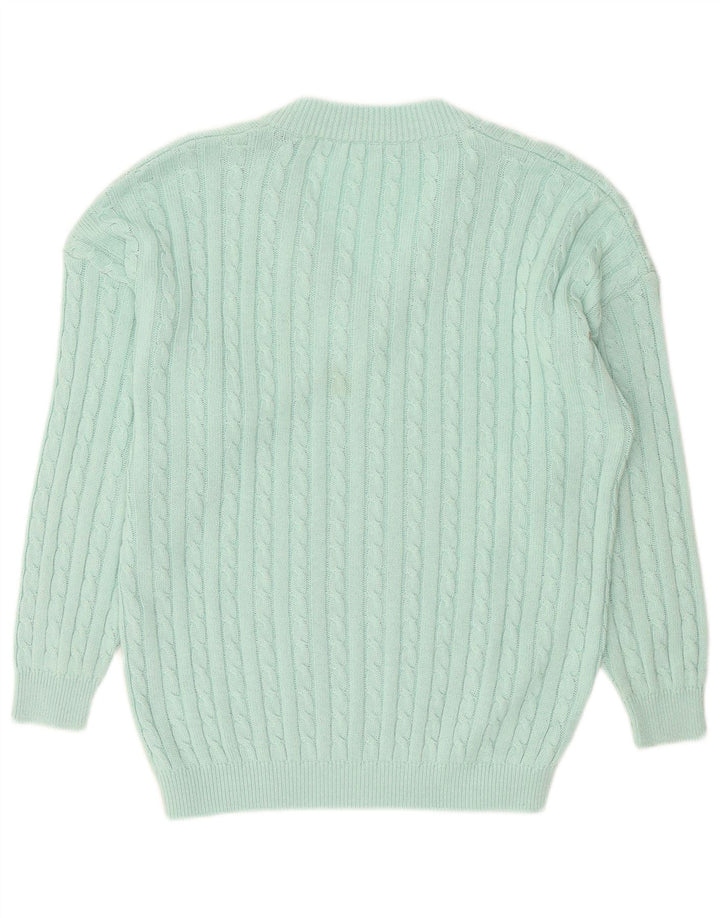Vintage hombres V-cuello jumper suéter grande turquesa