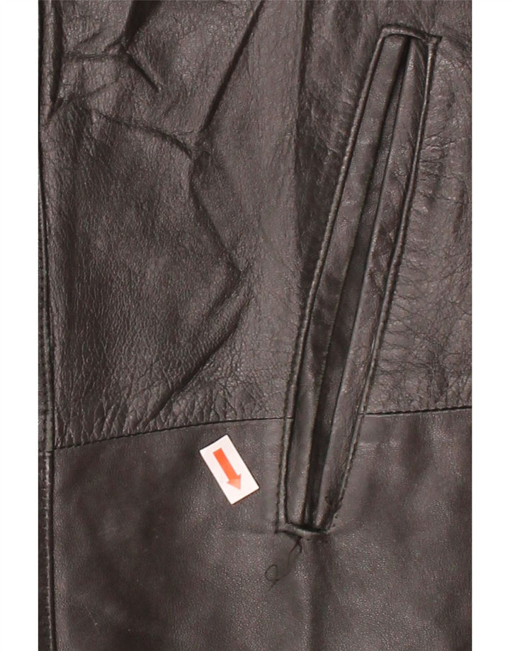 VINTAGE Womens Leather Coat UK 14 Medium Black Leather Vintage Vintage and Second-Hand Vintage from Messina Hembry 