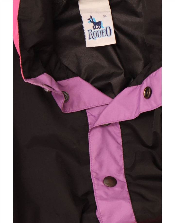 RODEO Chaqueta anorak con capucha para hombre UK 36 Small Black Colourblock Nylon
