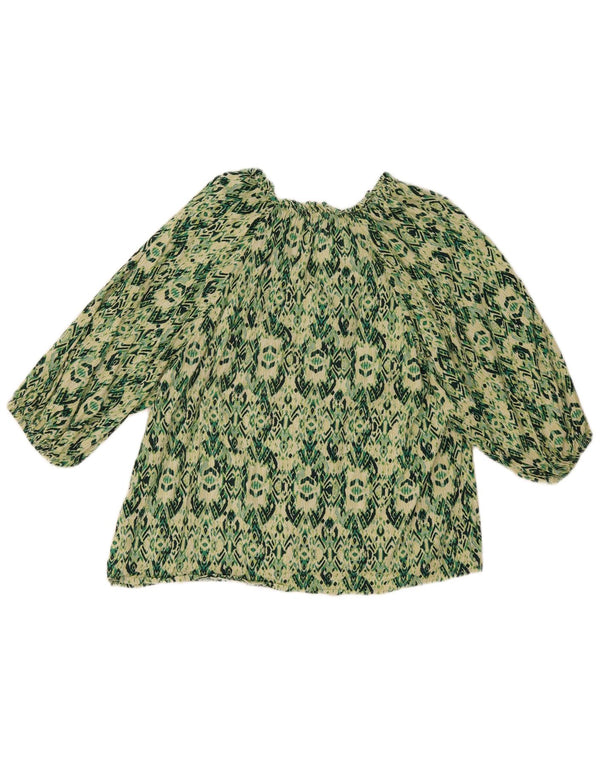 MARKS & SPENCER Blusa camisera de manga 3/4 para mujer UK 46 Grande Verde Geométrico