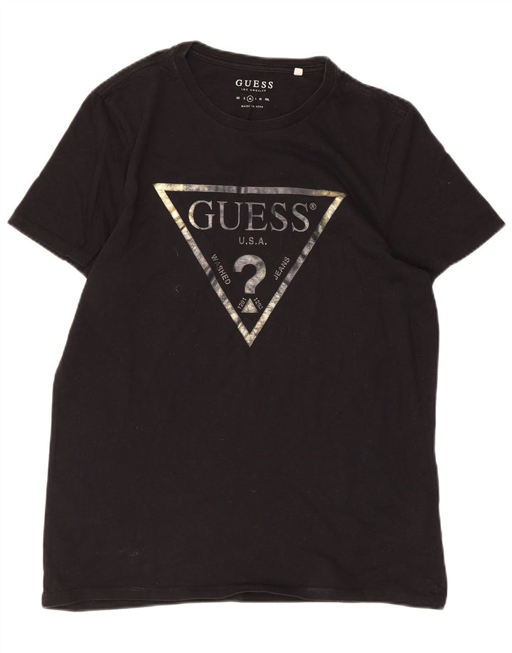 GUESS Camiseta gráfica para hombre Top Medium Black Cotton