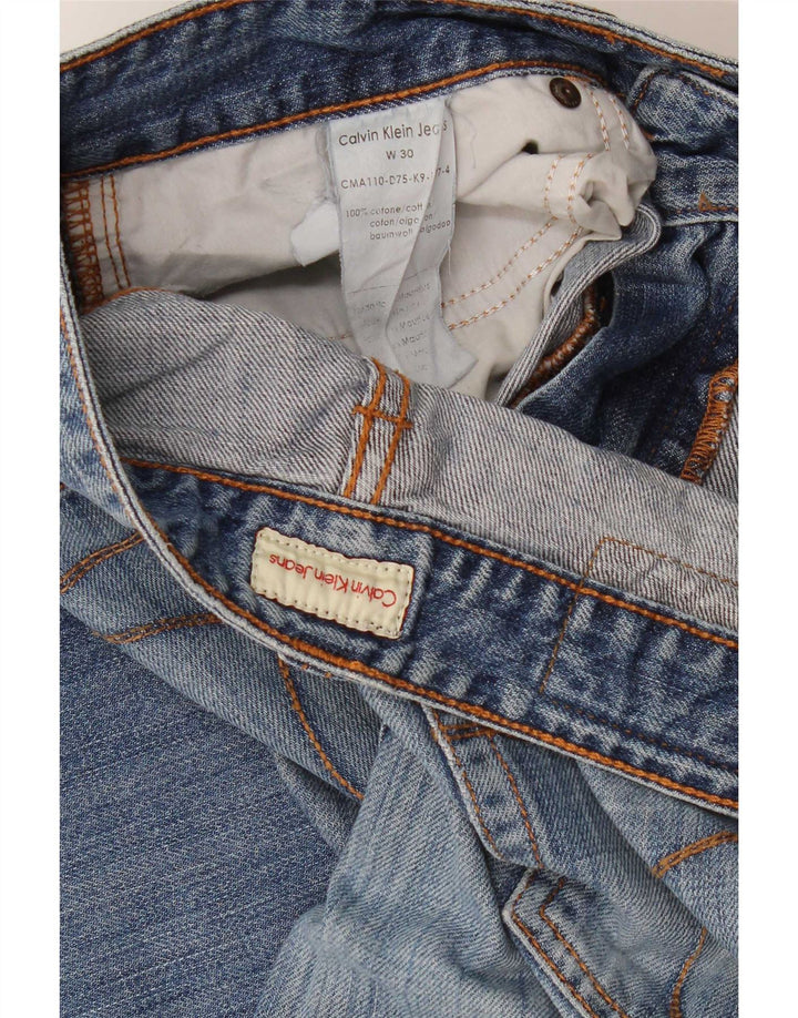 Calvin Klein Vaqueros Cortos Desgastados para Mujer W30 L26 Algodón Azul