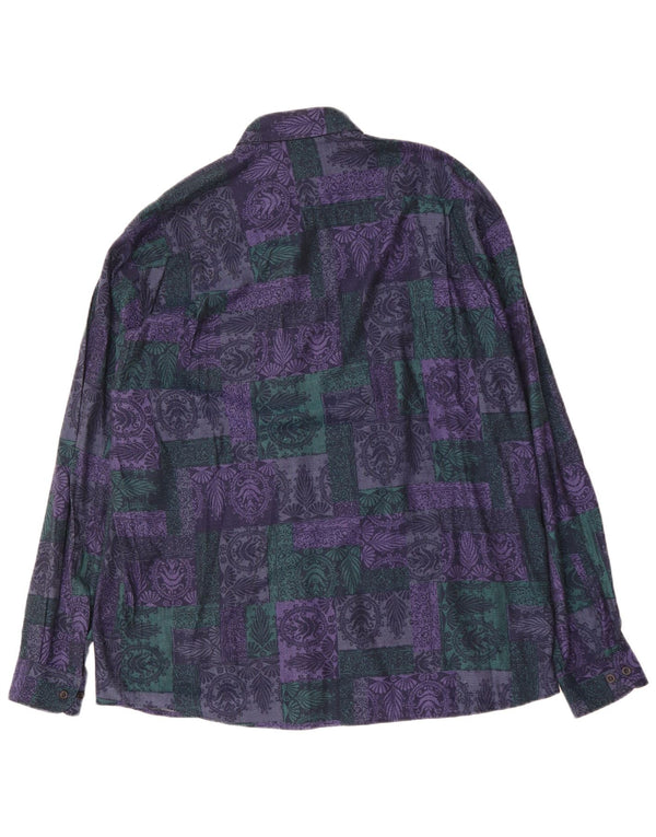 VINTAGE Camisa de hombre Talla 44 XL Algodón Paisley multicolor