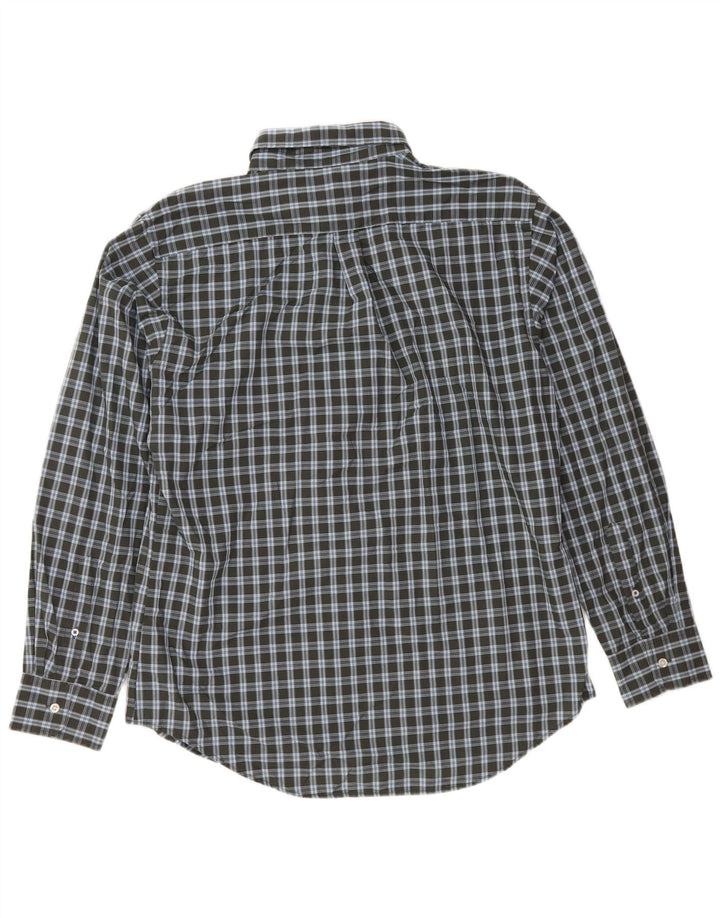 IZOD Camisa para hombre grande de algodón a cuadros caqui