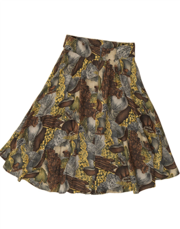 VINTAGE Womens Abstract Pattern Flared Skirt EU 40 Medium W30  Grey Vintage Vintage and Second-Hand Vintage from Messina Hembry 