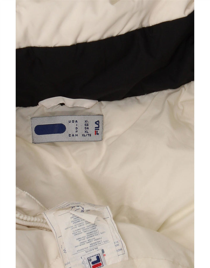 FILA Chaqueta acolchada con capucha para hombre UK 42 XL Poliéster blanco