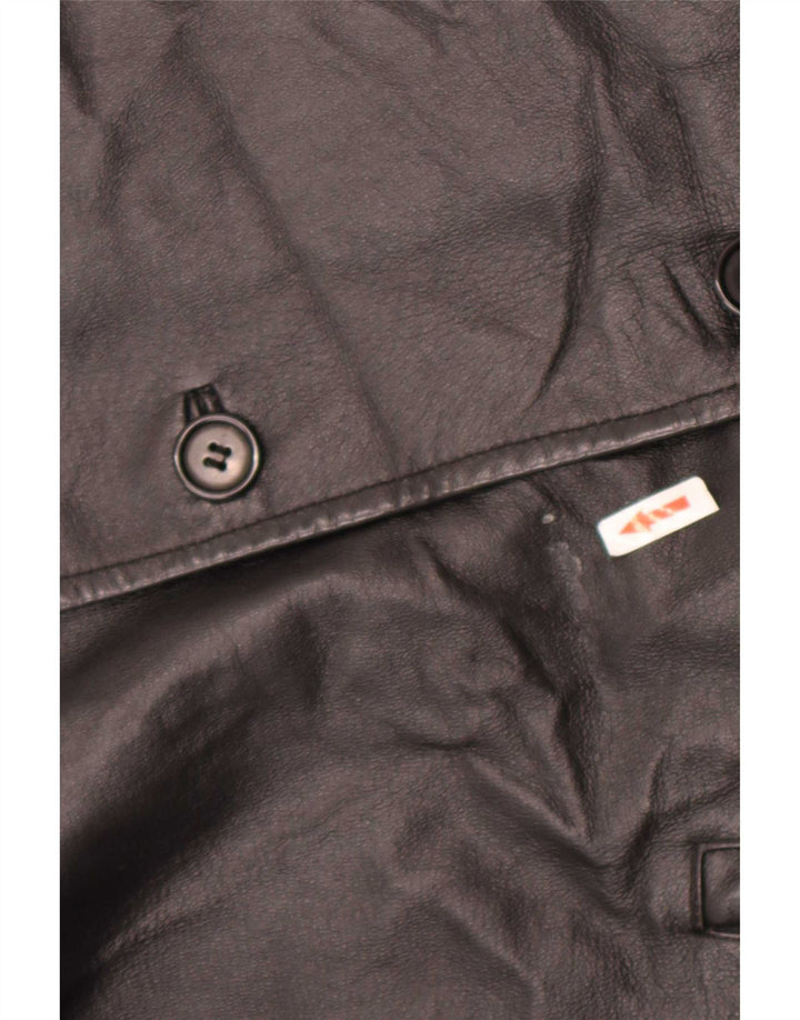 Chaqueta de cuero vintage para hombre IT 46 Small Black