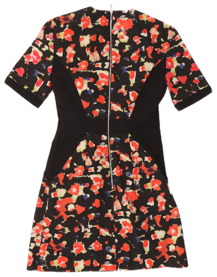 FRENCH CONNECTION Vestido acampanado para mujer UK 8 Pequeño Algodón floral negro