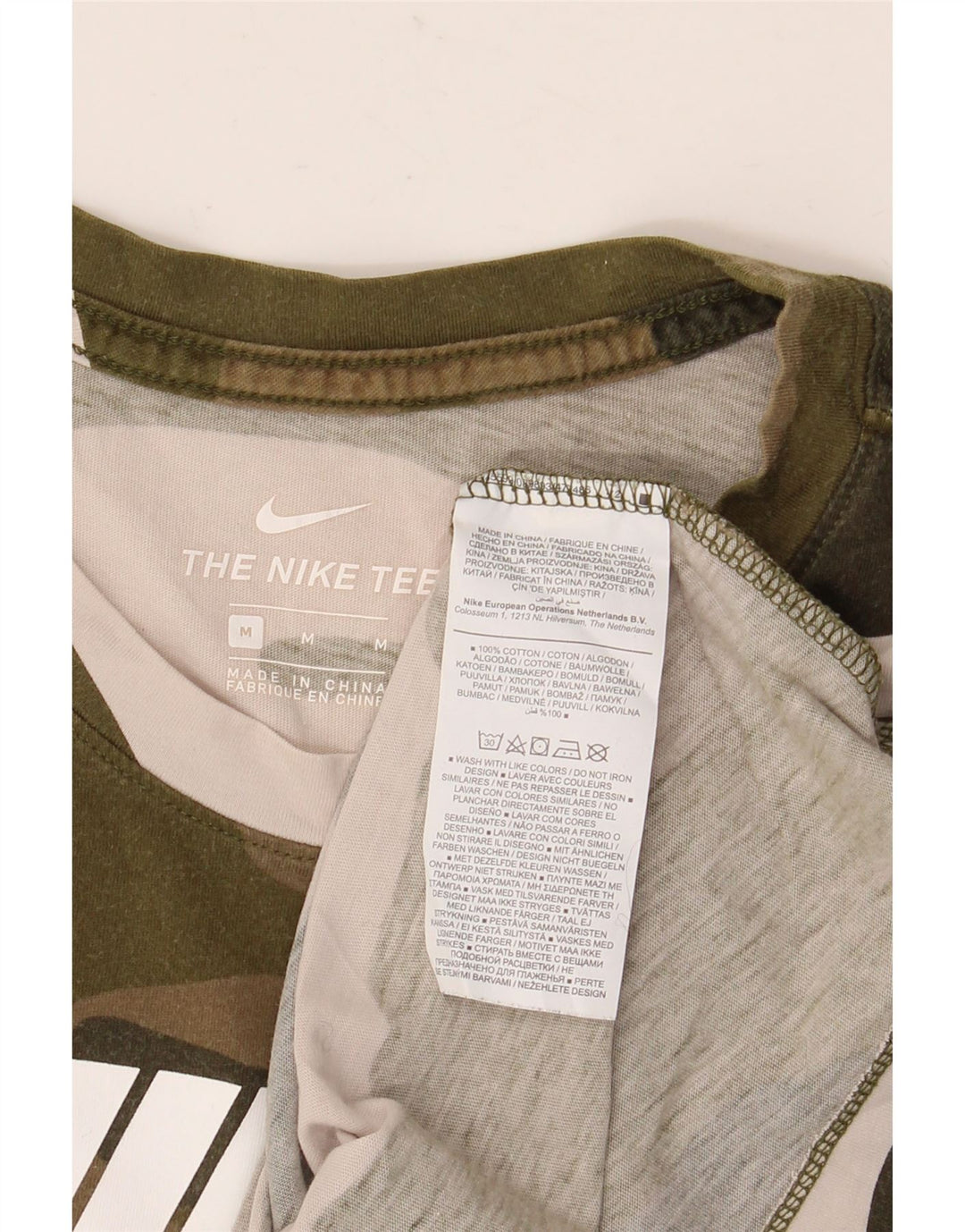 NIKE Camiseta gráfica para hombre Top Medium Khaki Camuflaje Algodón