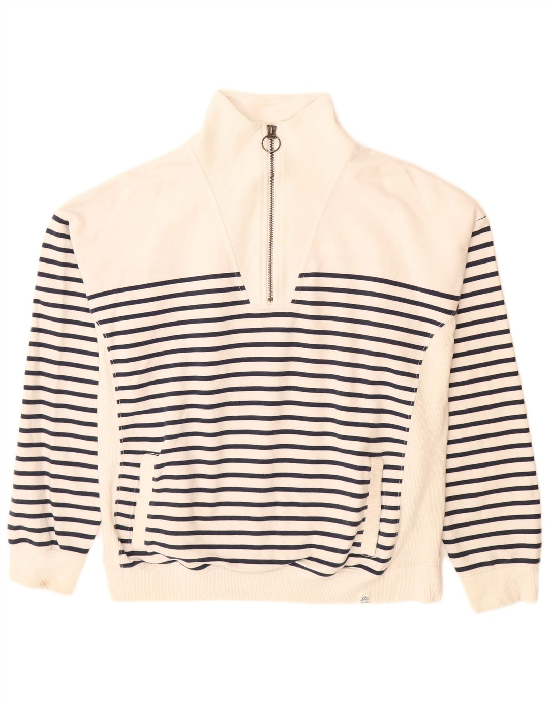 Fat Face - Sudadera para mujer, talla 40, tamaño mediano, color blanco roto, algodón a rayas