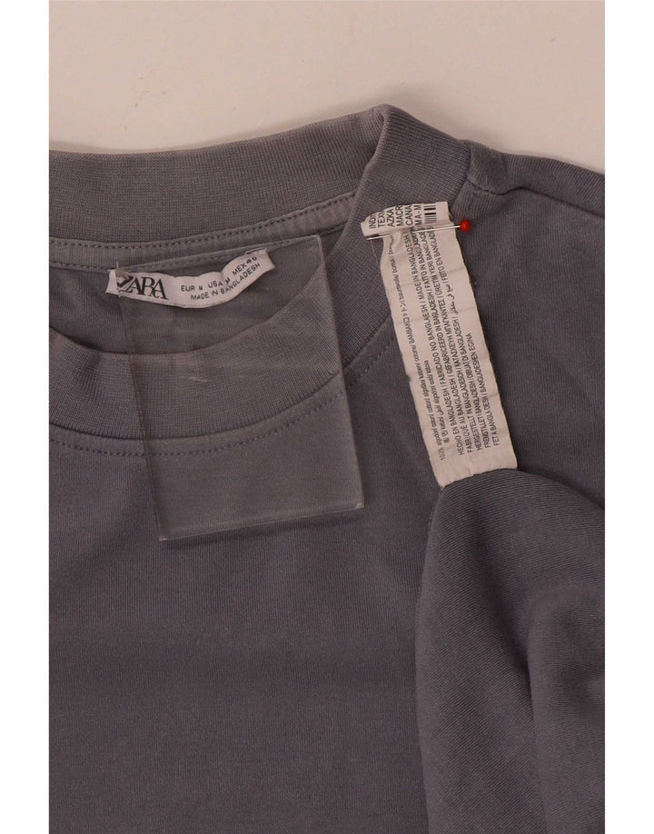 Zara Hombre Camiseta Top Azul Medio Algodón