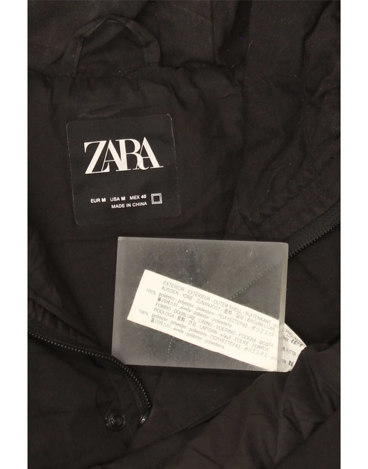 Zara Hombre Chaleco Acolchado Con Capucha UK 38 Medium Negro Poliéster