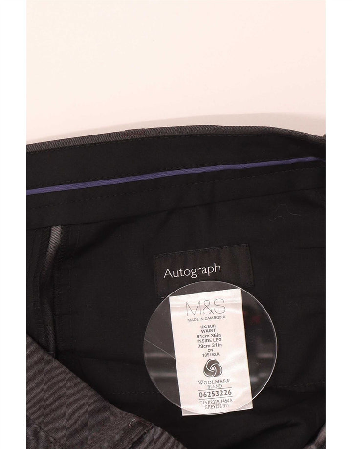 Marks & Spencer Pantalones de traje rectos Autograph para hombre W36 L31 Lana gris
