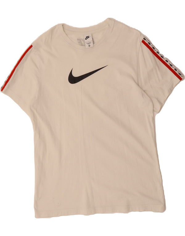 NIKE Mens Graphic T-Shirt Top Large Off White