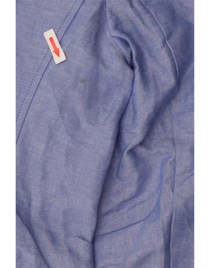 Marks & Spencer Chaqueta Blazer de 2 Botones para Mujer UK 44 Grande Lino Azul