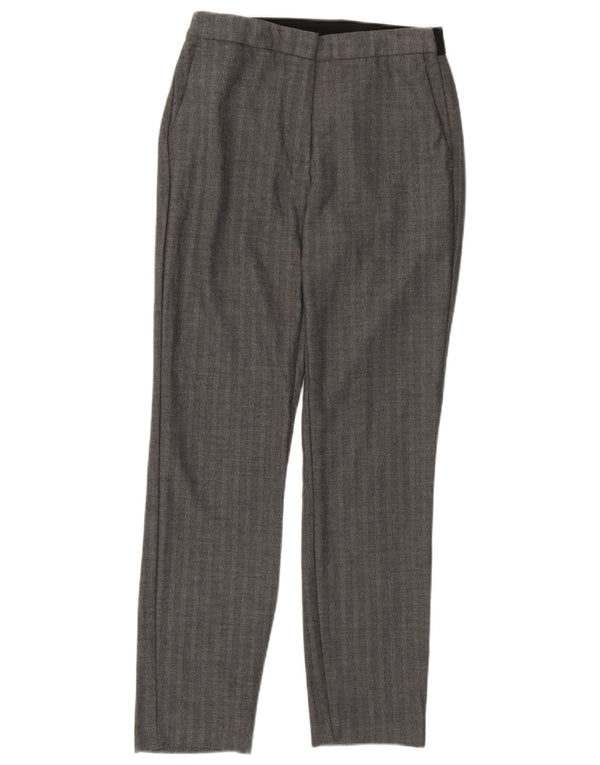 Zara Pantalón chino ajustado para mujer UK 10 Small W26 L26 Grey Herringbone