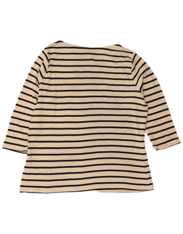 L.L.Bean Top para Mujer Manga 3/4 UK 40 XL Algodón a Rayas Blanco Náutico