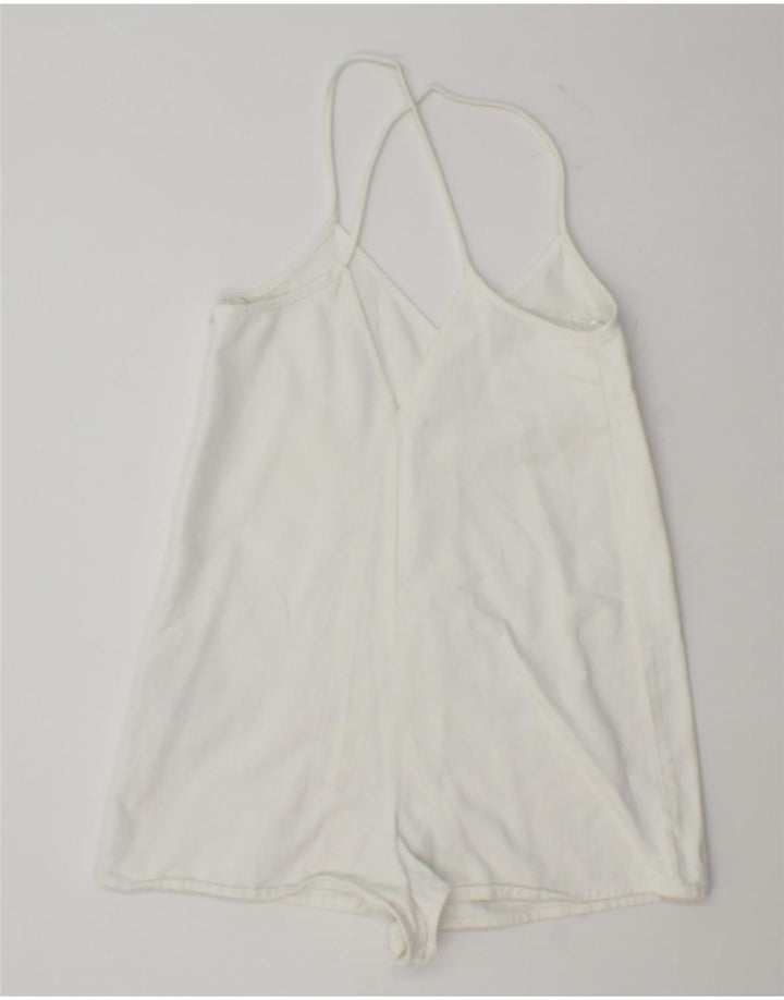 ZARA Mujer Mono Corto UK 10 Pequeño Algodón Blanco