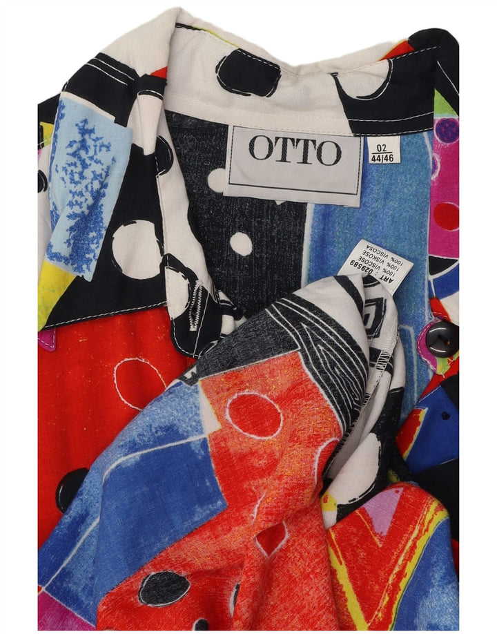 VINTAGE Blusa camisa mujer EU 44/46 XL Viscosa patchwork multicolor