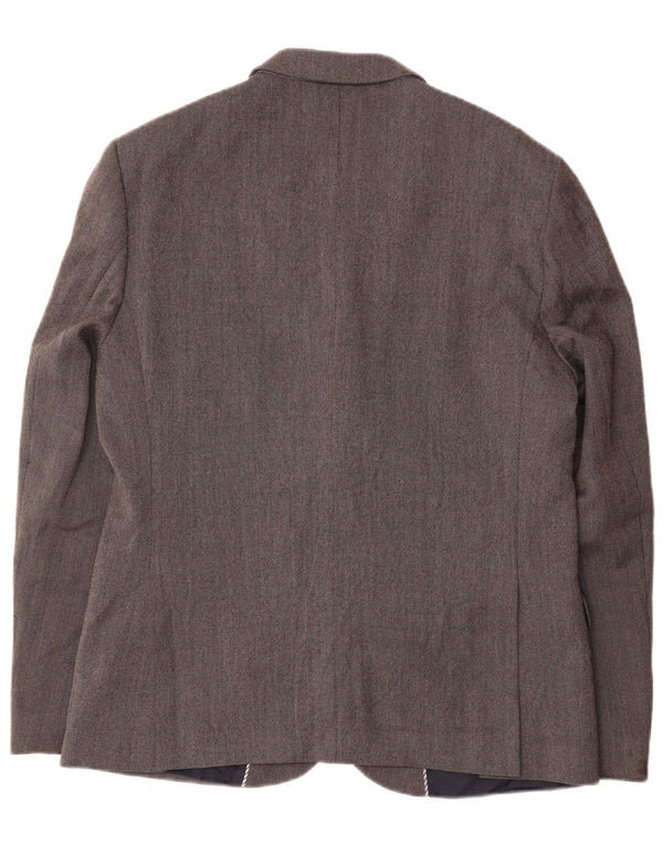 Marks & Spencer Chaqueta tipo blazer ajustada con 2 botones para hombre UK 42 Large Grey Wool