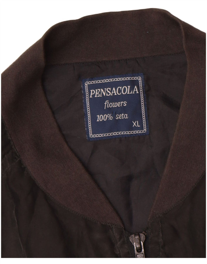 Pensacola Chaqueta Bomber para Hombre UK 42 XL Seda Negra