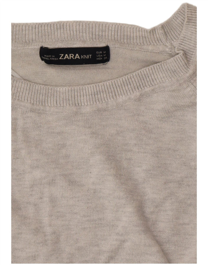 ZARA Jersey oversize con cuello barco para mujer, talla 44, color gris medio