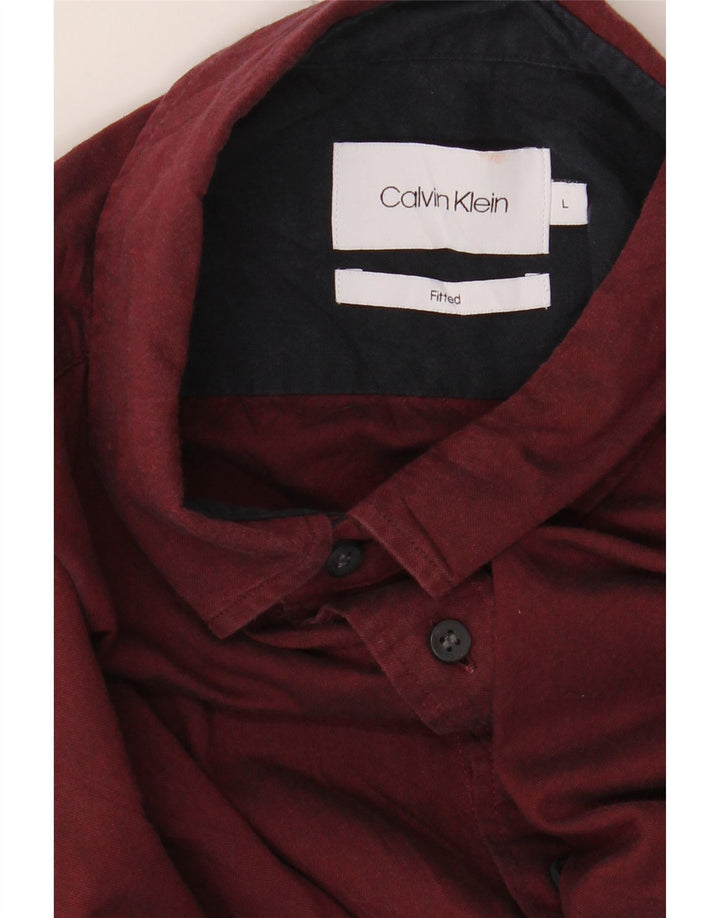 CALVIN KLEIN Camisa ajustada para hombre Granate grande