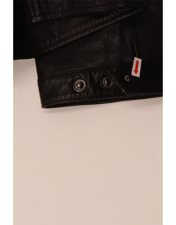 VINTAGE Chaqueta biker de cuero para hombre IT 52 XL Cuero negro