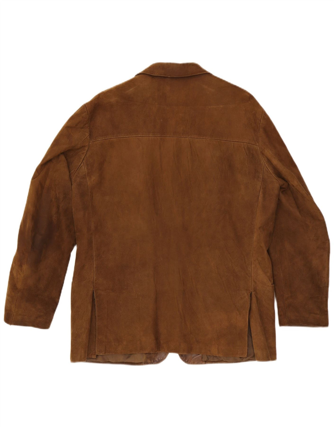 Vintage hombres 3 botones ante Blazer chaqueta Reino Unido 40 marrón grande