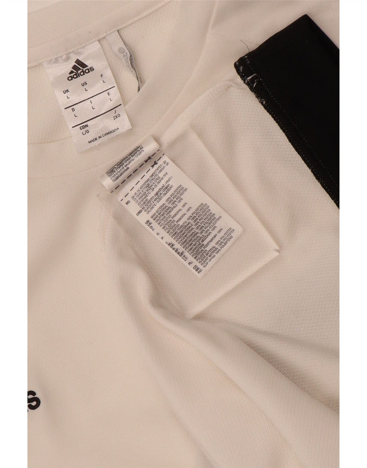 Adidas Hombre Climalite Camiseta Top Grande Blanco Colorblock Poliéster