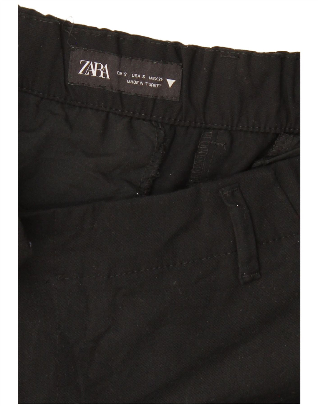 ZARA Mujer Pantalón Chino De Pierna Ancha Pequeño W26 L26 Negro