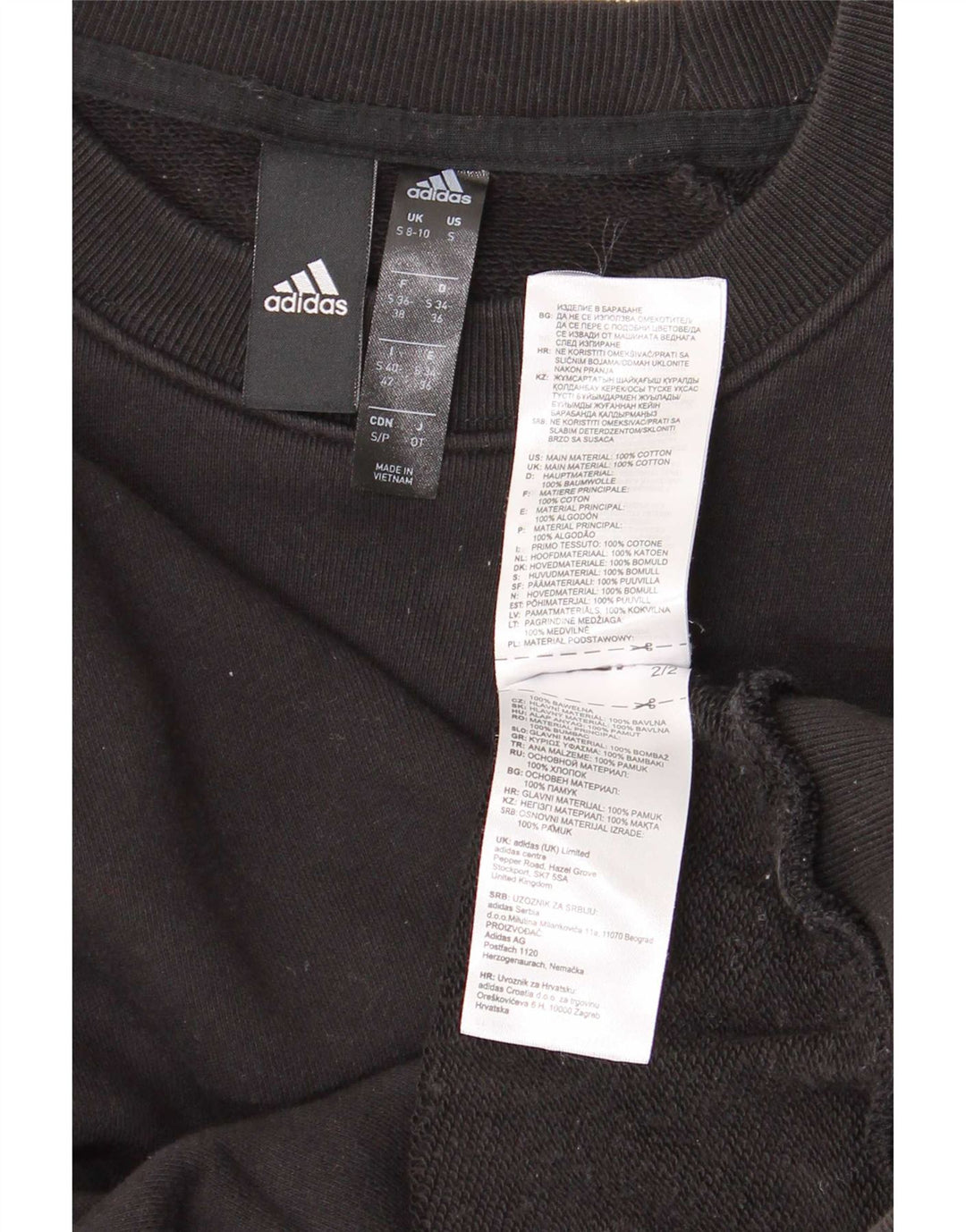 Adidas - Sudadera extragrande para mujer, talla 8/10, algodón negro pequeño