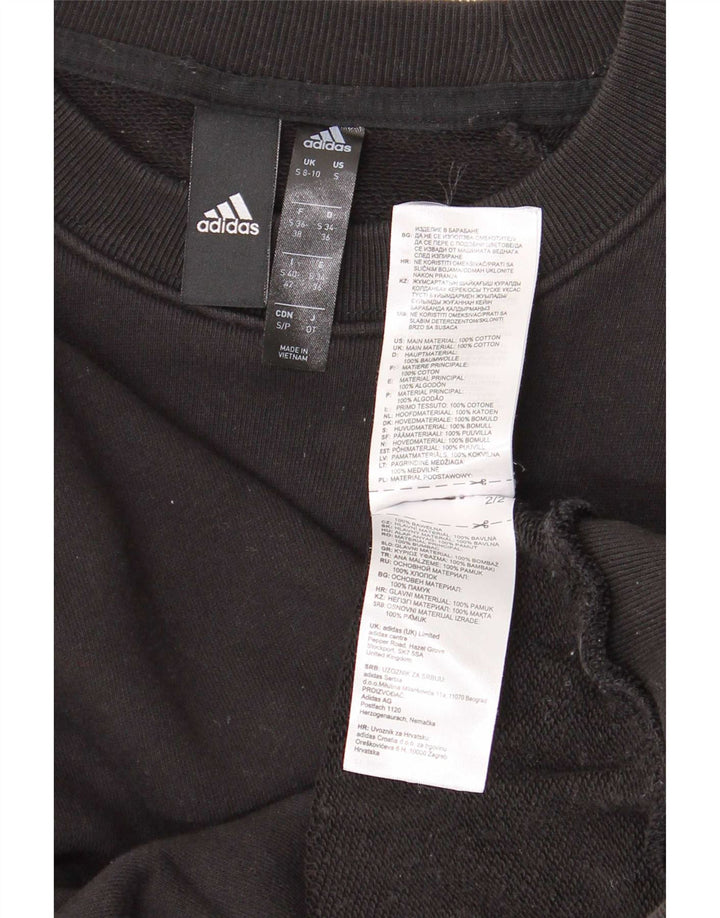 Adidas - Sudadera extragrande para mujer, talla 8/10, algodón negro pequeño