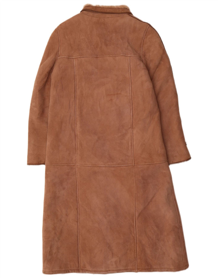 Vintage mujer shearling abrigo Reino Unido 12 marrón medio