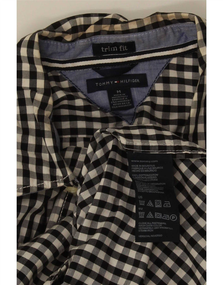 Camisa Tommy Hilfiger para hombre con corte ajustado y algodón a cuadros en negro mediano